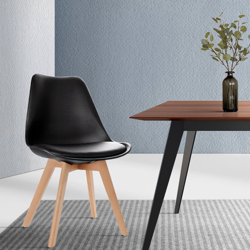 Set of 4 Padded Dining Chair - Black - Homecoze