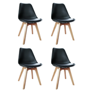 Preston (Set of 4) PU Leather Retro Dining Chairs - Black