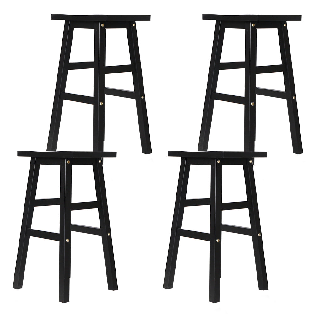Clara (Set of 4) Wooden Bar Stools 66cm - Black - Homecoze