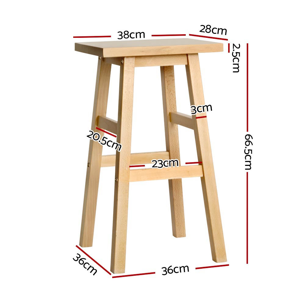 Clara (Set of 2) Wooden Bar Stools 66cm - Oak - Homecoze