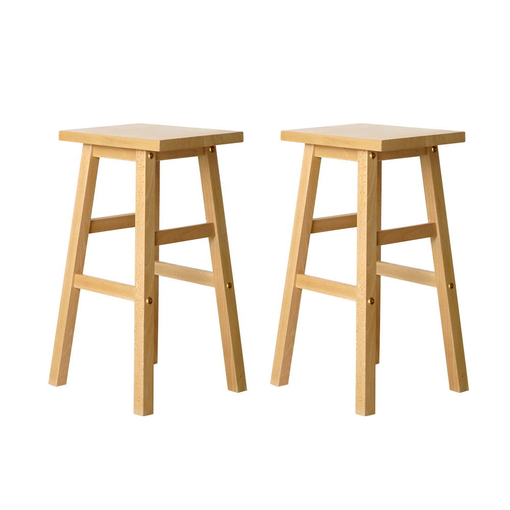 Clara (Set of 2) Wooden Bar Stools 66cm - Oak - Homecoze