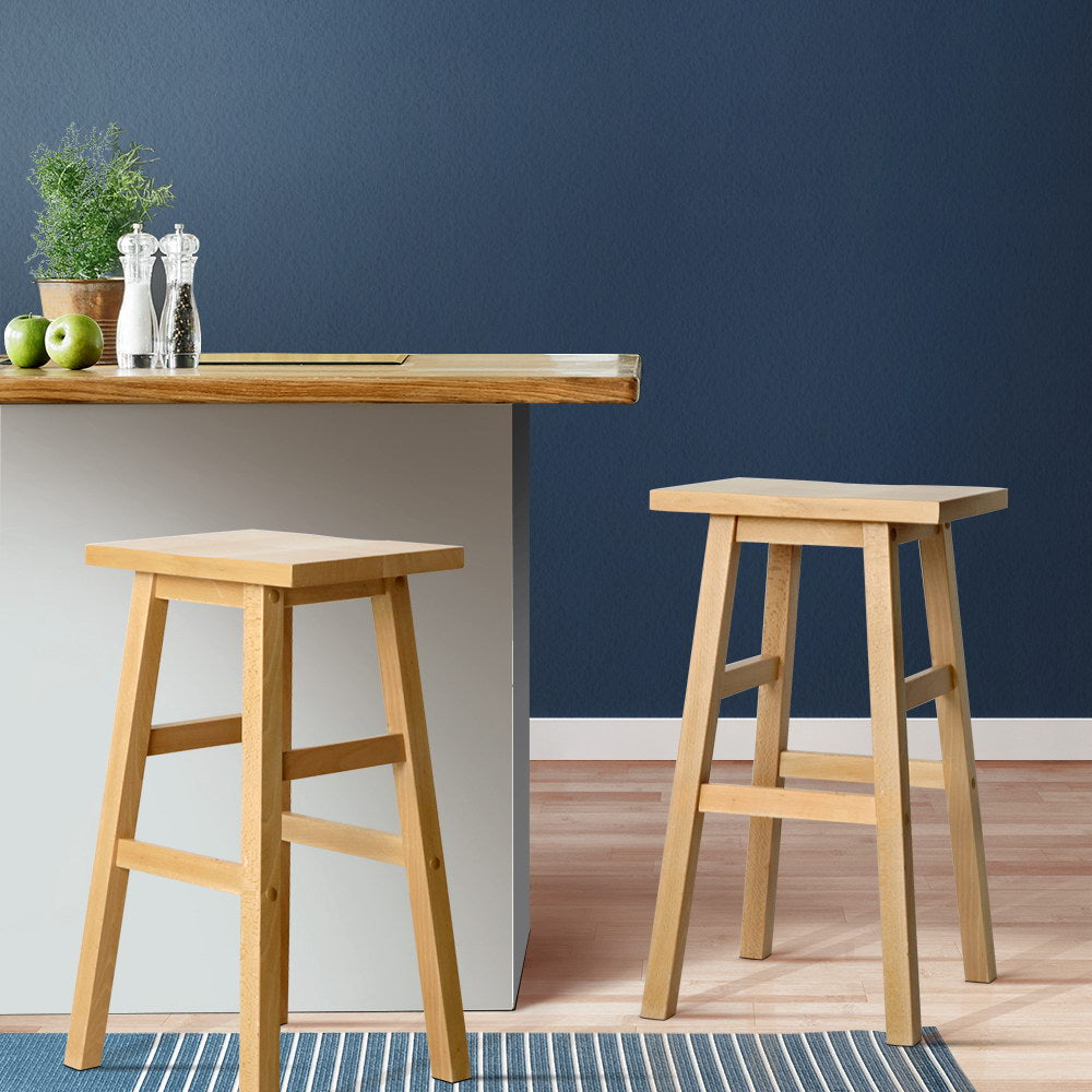 Clara (Set of 2) Wooden Bar Stools 66cm - Oak - Homecoze