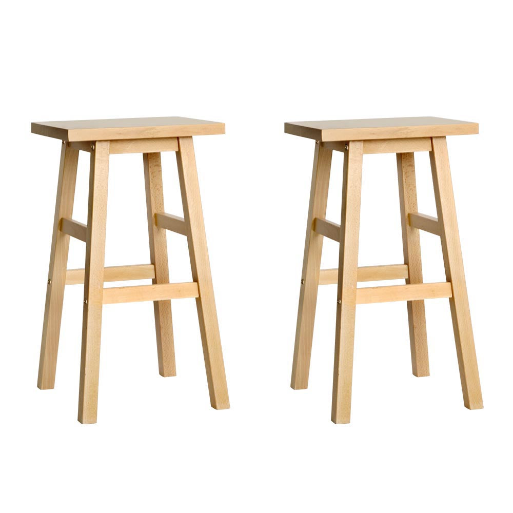Clara (Set of 2) Wooden Bar Stools 66cm - Oak - Homecoze
