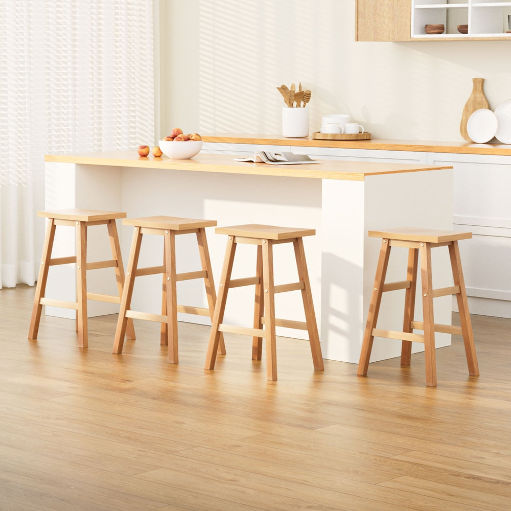 Clara (Set of 4) Wooden Bar Stools 66cm - Oak - Homecoze