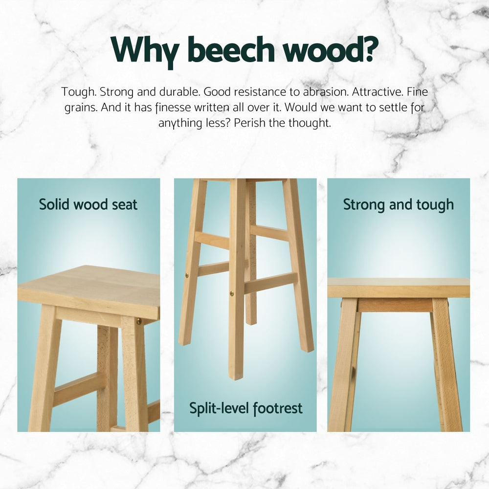 Clara (Set of 4) Wooden Bar Stools 66cm - Oak - Homecoze