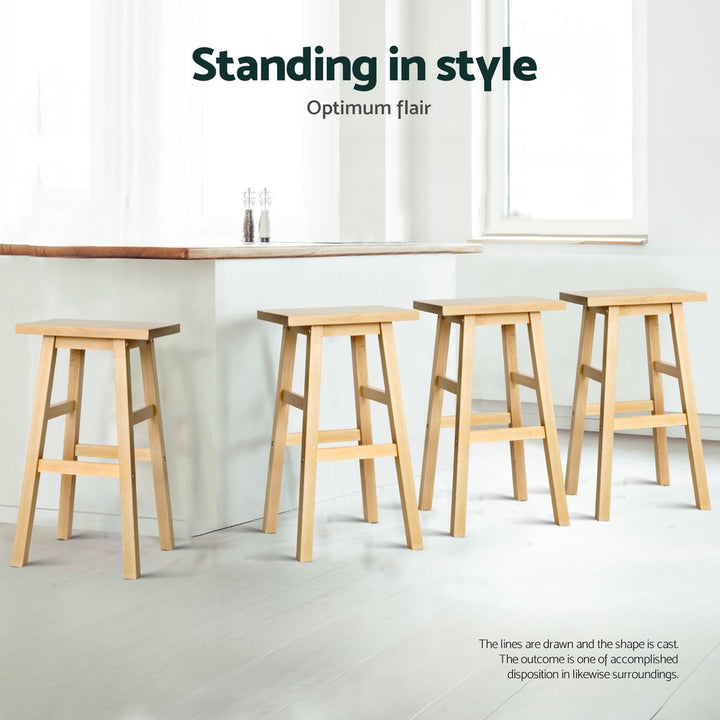 Clara (Set of 4) Wooden Bar Stools 66cm - Oak - Homecoze