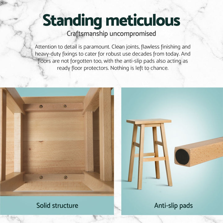 Clara (Set of 4) Wooden Bar Stools 66cm - Oak - Homecoze