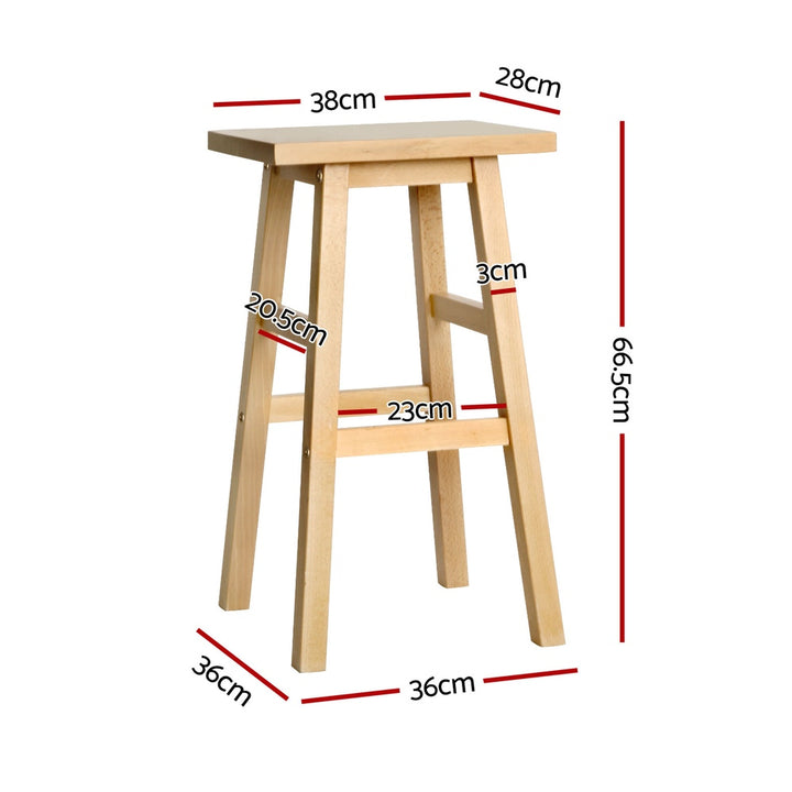 Clara (Set of 2) Wooden Bar Stools 66cm - Oak