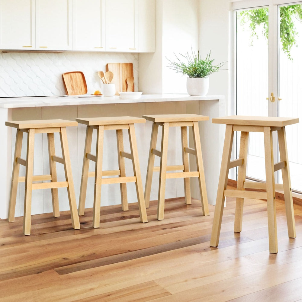 Clara (Set of 2) Wooden Bar Stools 66cm - Oak