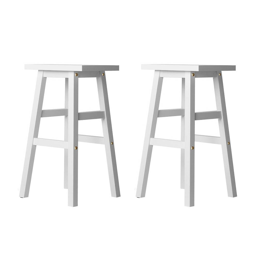 Clara (Set of 2) Wooden Bar Stools 66cm - White - Homecoze