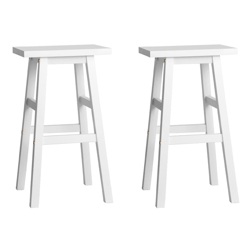 Clara (Set of 2) Wooden Bar Stools 66cm - White - Homecoze