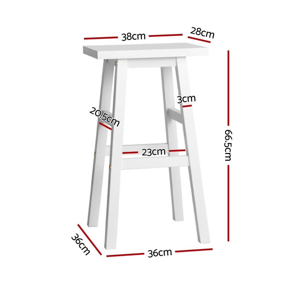 Clara (Set of 4) Wooden Bar Stools 66cm - White - Homecoze