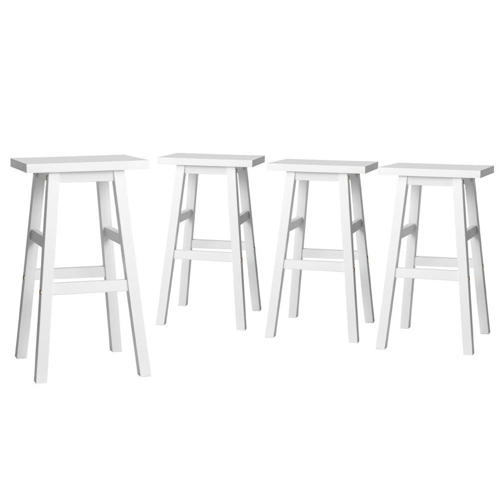 Clara (Set of 4) Wooden Bar Stools 66cm - White - Homecoze
