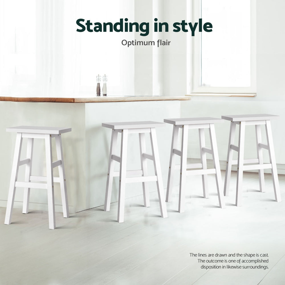 Clara (Set of 4) Wooden Bar Stools 66cm - White - Homecoze