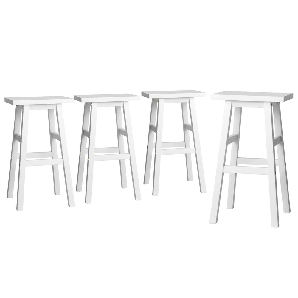 Clara (Set of 4) Wooden Bar Stools 66cm - White - Homecoze