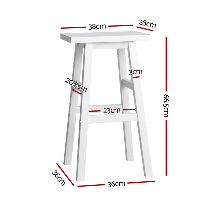 Clara (Set of 4) Wooden Bar Stools 66cm - White