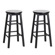 Mabel (Set of 2) Wooden Bar Stools 61cm - Black - Homecoze