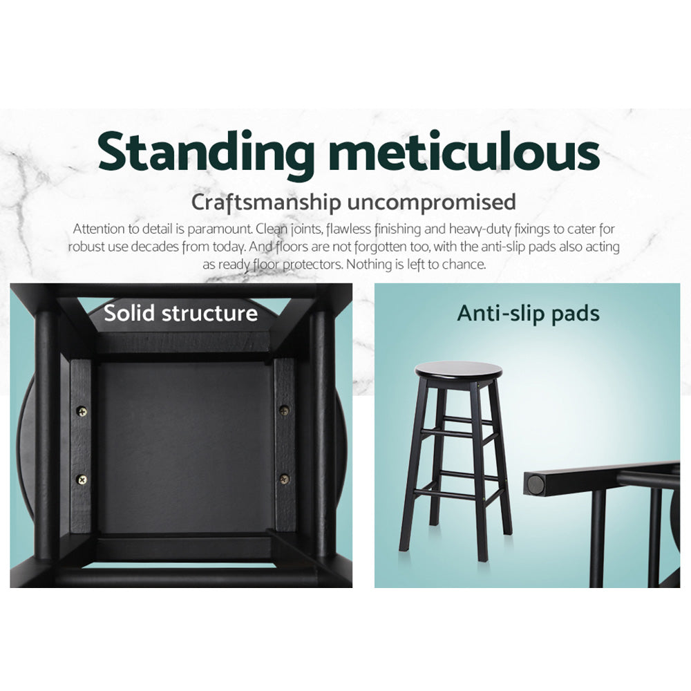Mabel (Set of 2) Wooden Bar Stools 61cm - Black - Homecoze