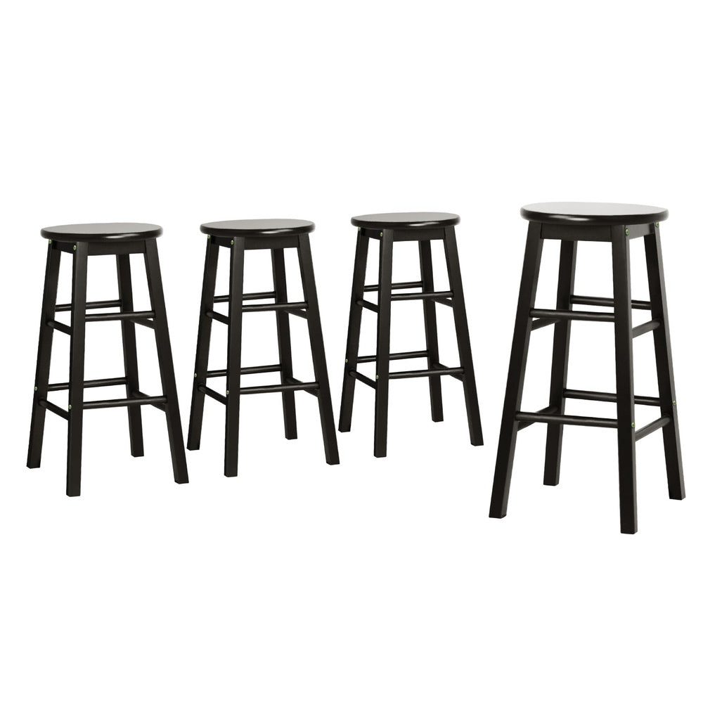 Mabel (Set of 4) Wooden Bar Stools 61cm - Black - Homecoze