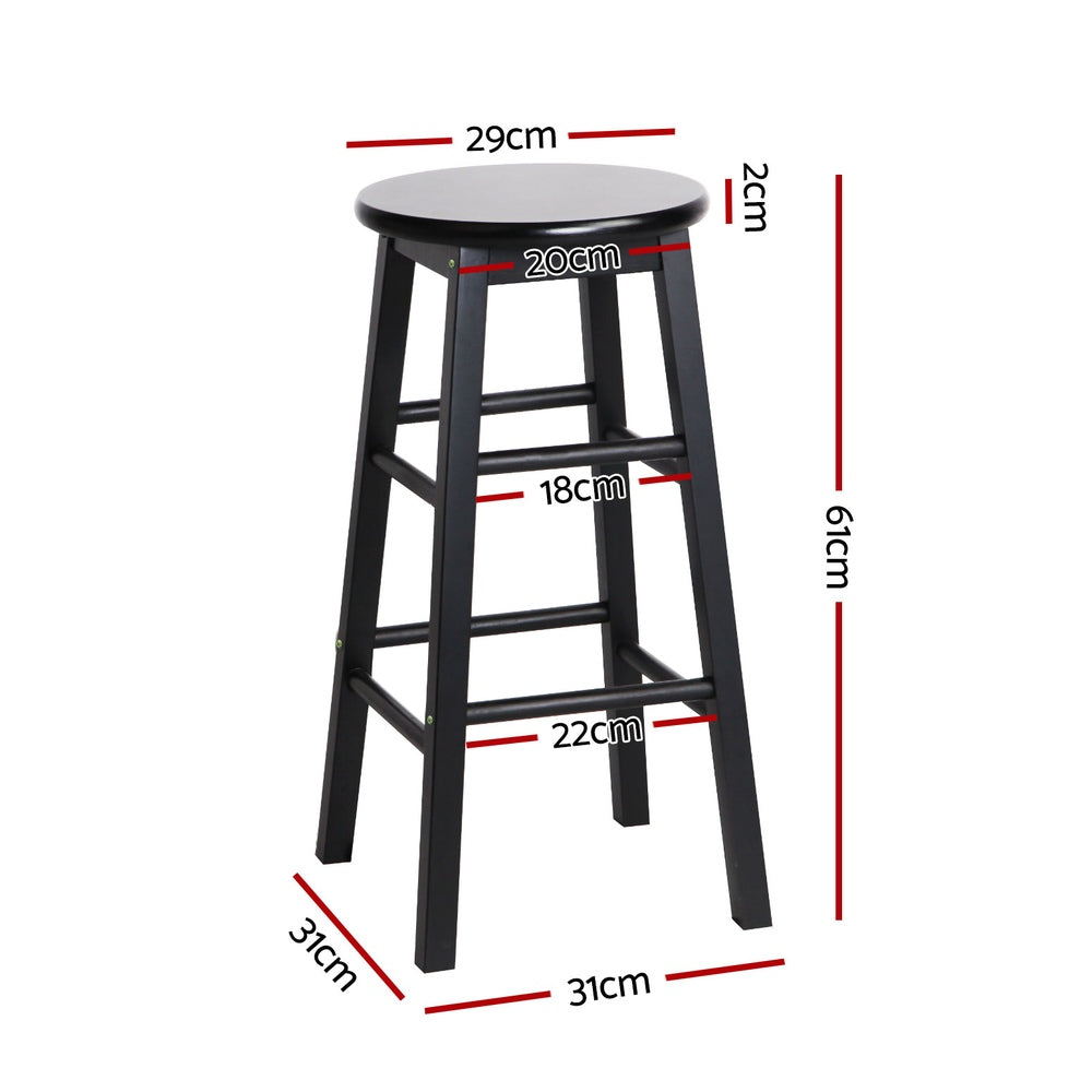 Mabel (Set of 4) Wooden Bar Stools 61cm - Black - Homecoze