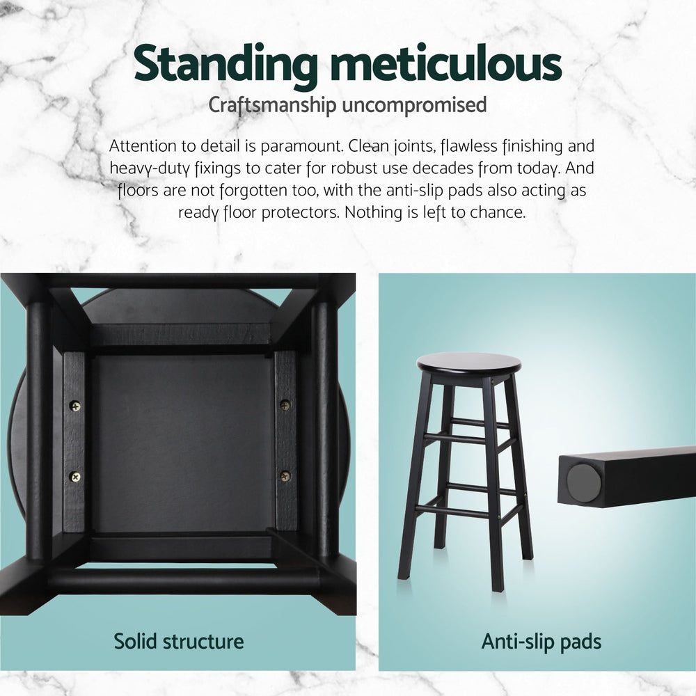 Mabel (Set of 4) Wooden Bar Stools 61cm - Black - Homecoze