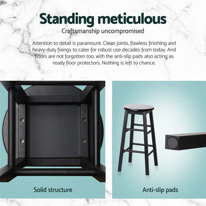 Mabel (Set of 4) Wooden Bar Stools 61cm - Black - Homecoze