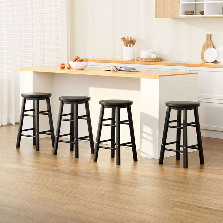 Mabel (Set of 4) Wooden Bar Stools 61cm - Black - Homecoze