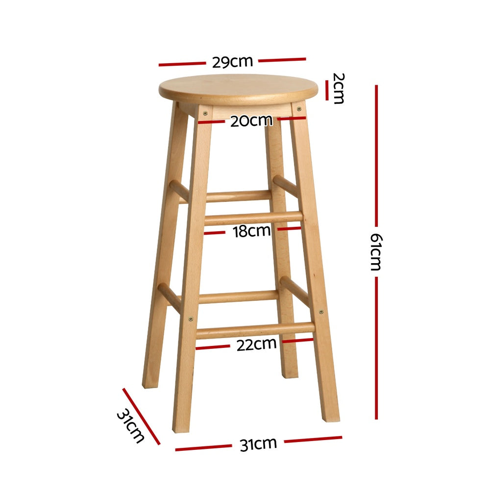Mabel (Set of 4) Wooden Bar Stools 61cm - Oak - Homecoze