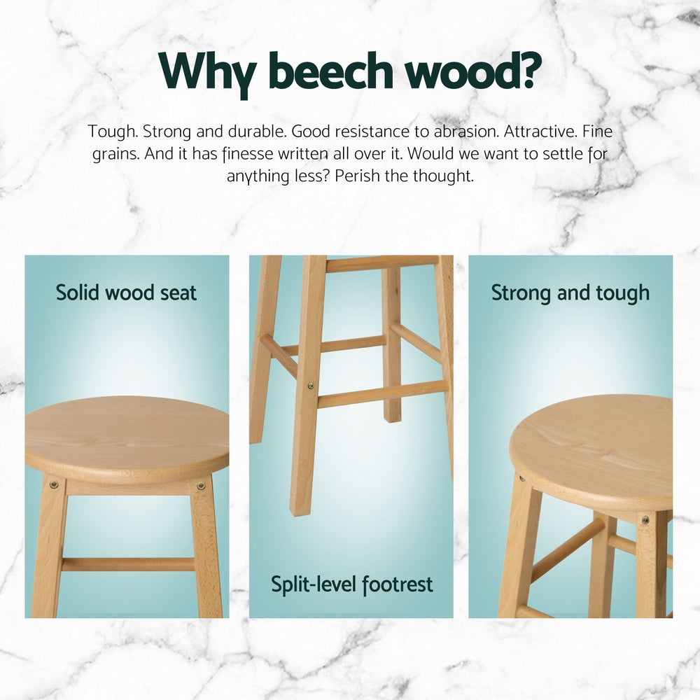 Mabel (Set of 4) Wooden Bar Stools 61cm - Oak - Homecoze