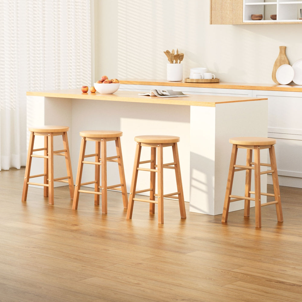 Mabel (Set of 4) Wooden Bar Stools 61cm - Oak - Homecoze