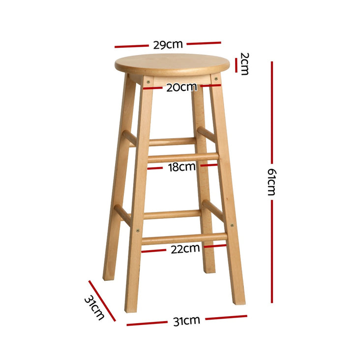 Mabel (Set of 2) Wooden Bar Stools 61cm - Oak