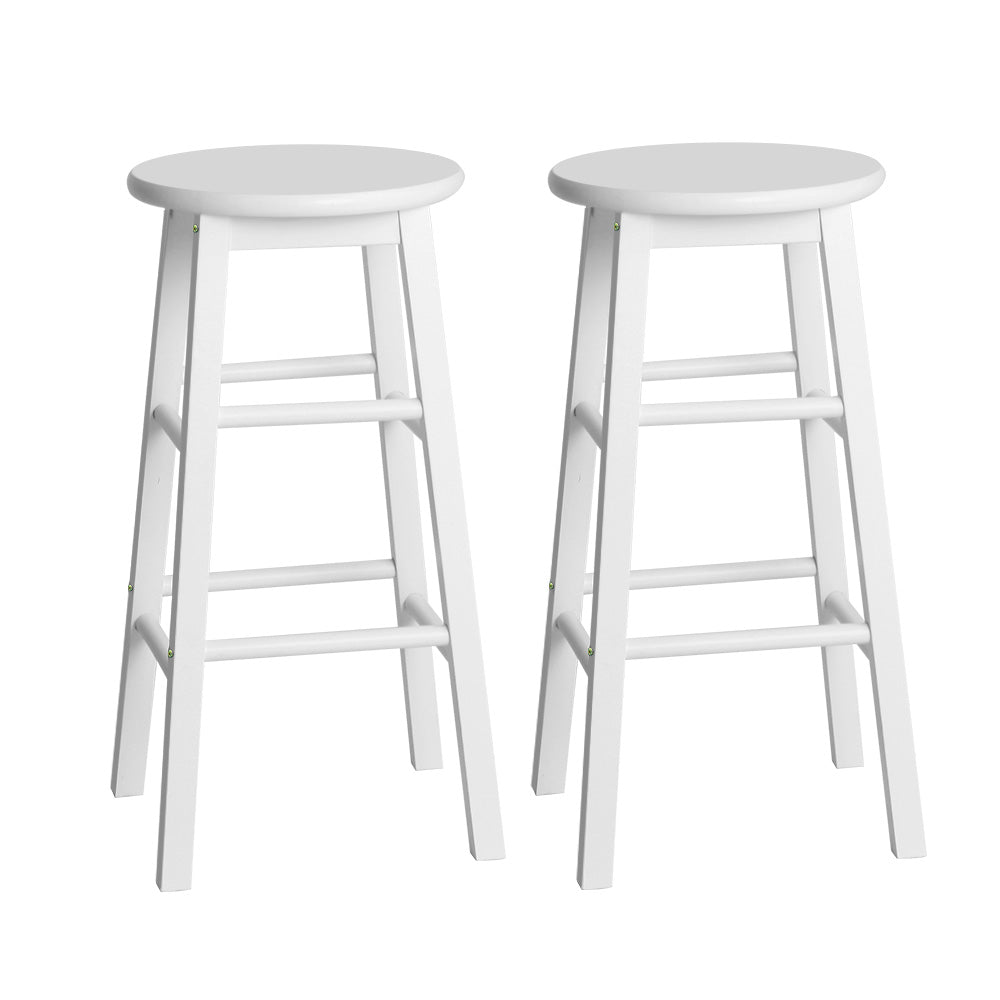Mabel (Set of 2) Wooden Bar Stools 61cm - White - Homecoze
