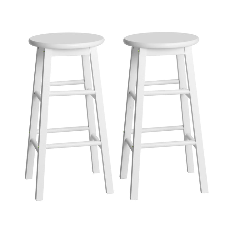 Mabel (Set of 2) Wooden Bar Stools 61cm - White - Homecoze