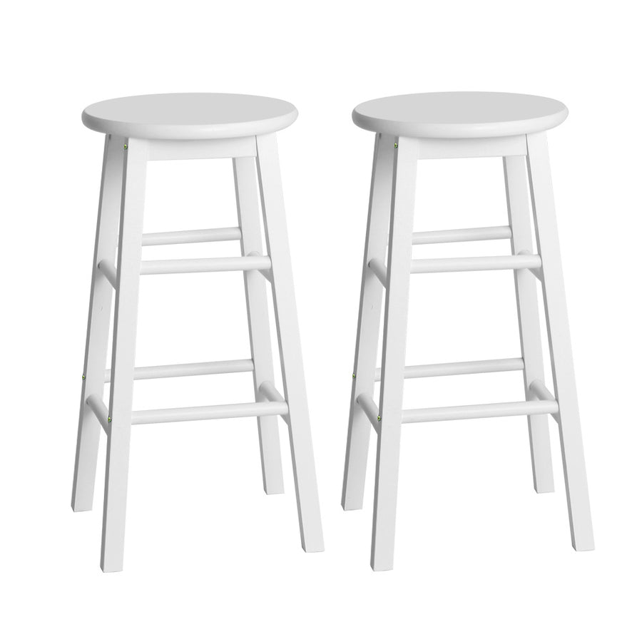 Mabel (Set of 2) Wooden Bar Stools 61cm - White - Homecoze
