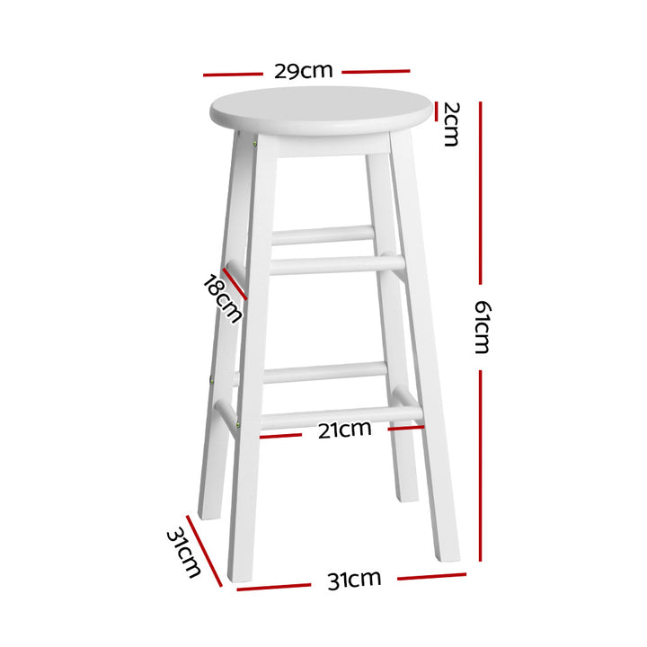 Mabel (Set of 2) Wooden Bar Stools 61cm - White - Homecoze