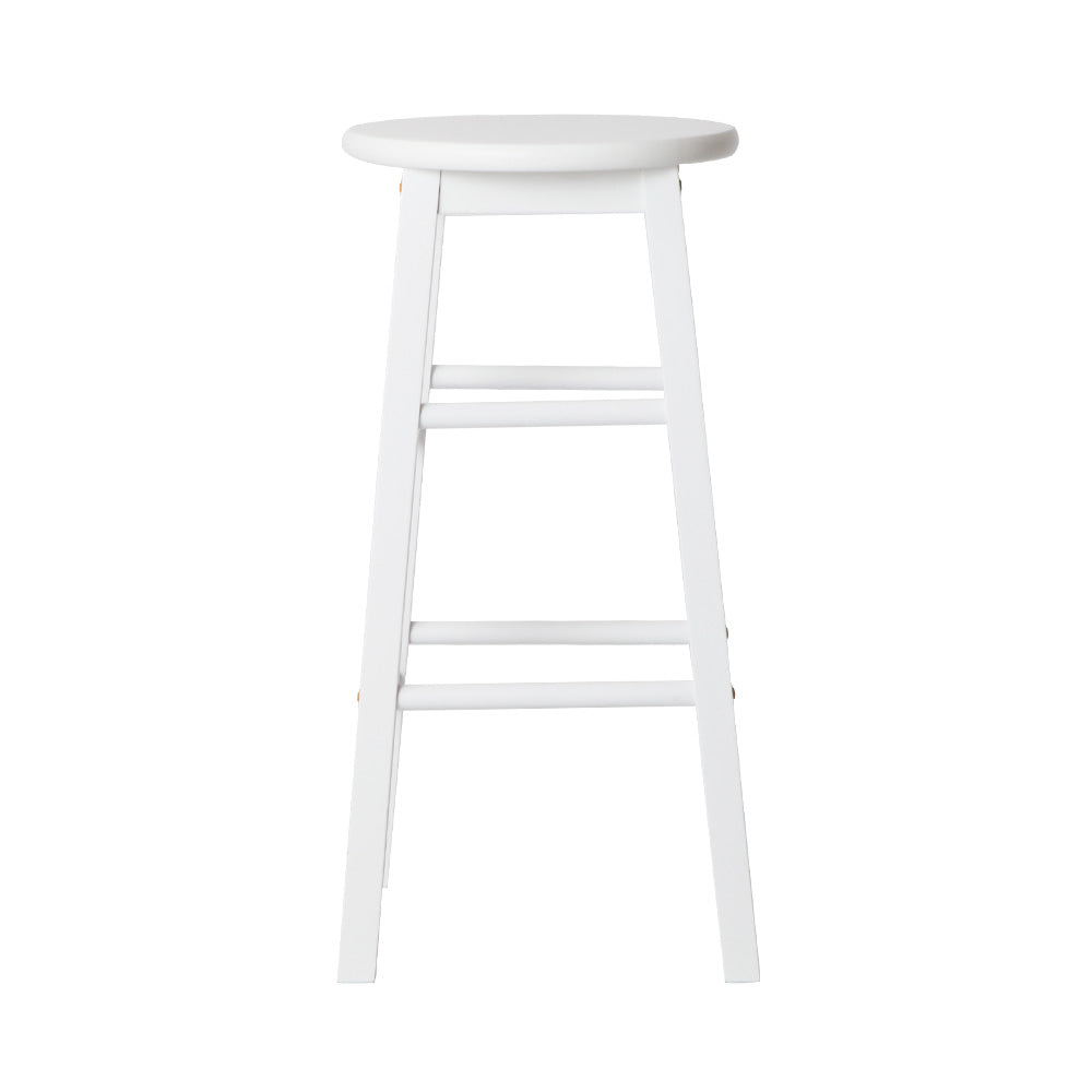 Mabel (Set of 2) Wooden Bar Stools 61cm - White - Homecoze