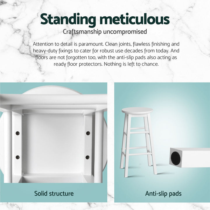 Mabel (Set of 4) Wooden Bar Stools 61cm - White - Homecoze