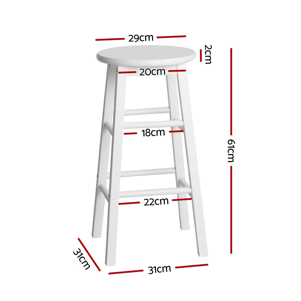 Mabel (Set of 2) Wooden Bar Stools 61cm - White