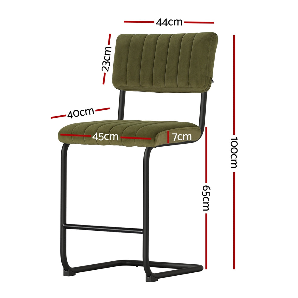 Helena (Set of 2) Retro Bar Stools 65cm - Green - Homecoze