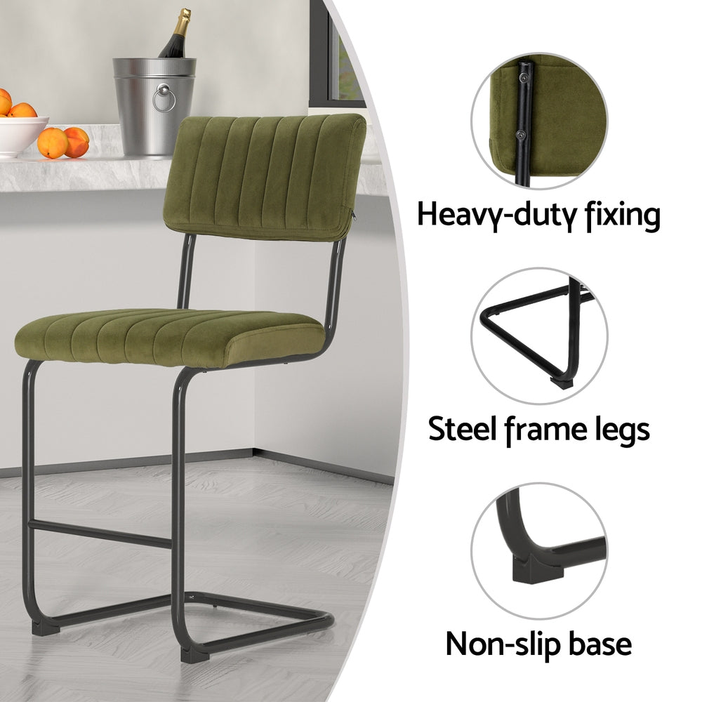 Helena (Set of 2) Retro Bar Stools 65cm - Green - Homecoze