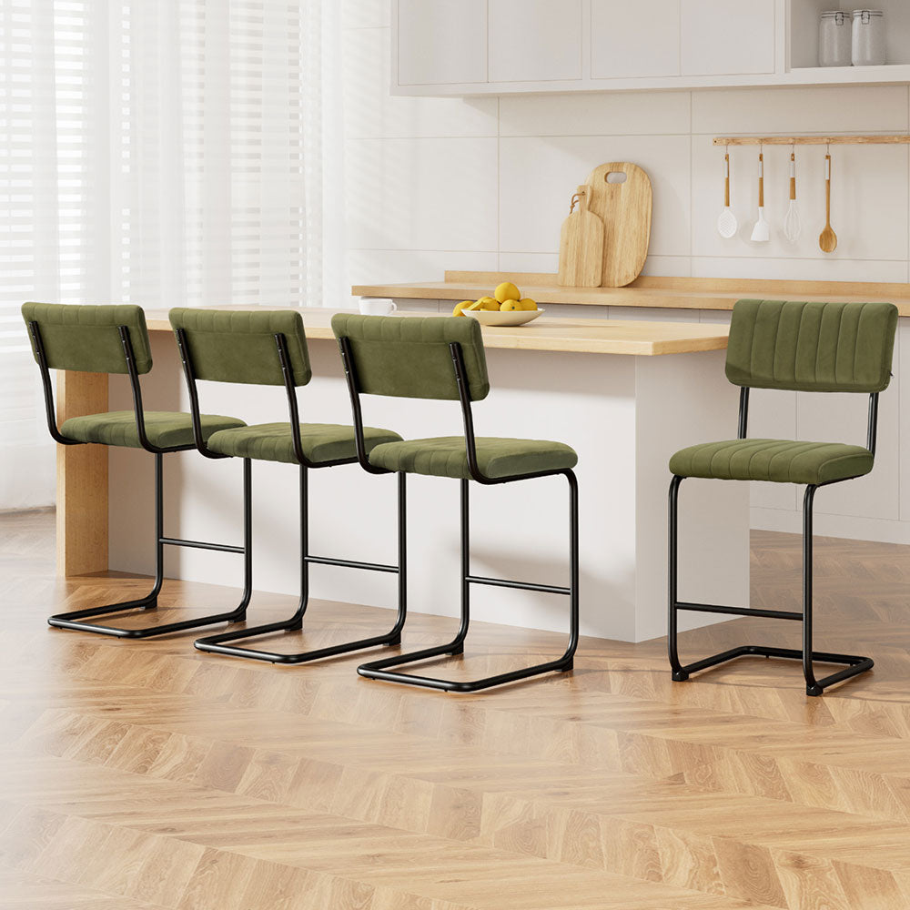 Helena (Set of 4) Retro Bar Stools 65cm - Green - Homecoze