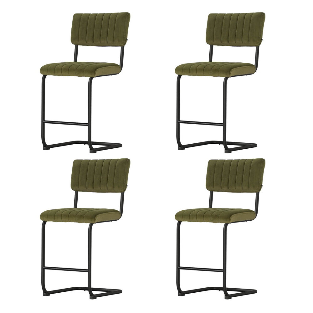 Helena (Set of 4) Retro Bar Stools 65cm - Green - Homecoze