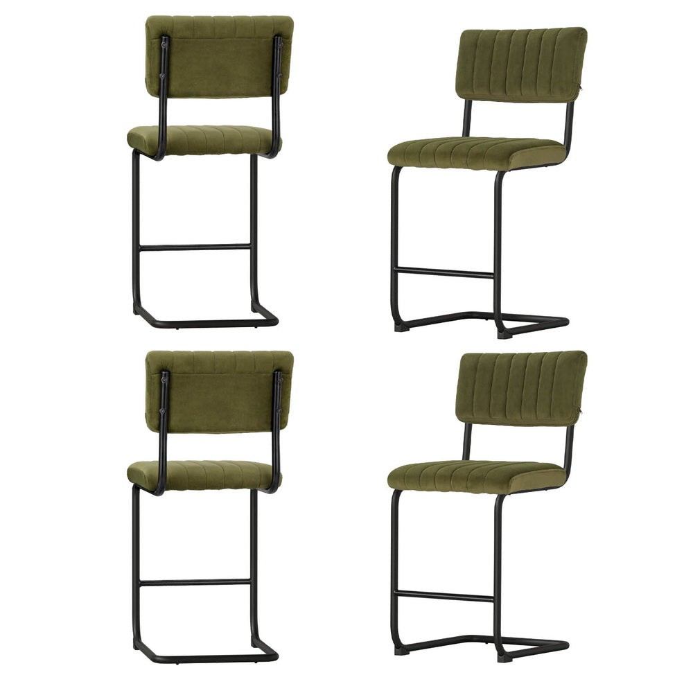 Helena (Set of 4) Retro Bar Stools 65cm - Green - Homecoze
