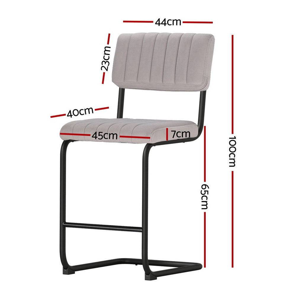 Helena (Set of 4) Retro Bar Stools 65cm - Grey - Homecoze