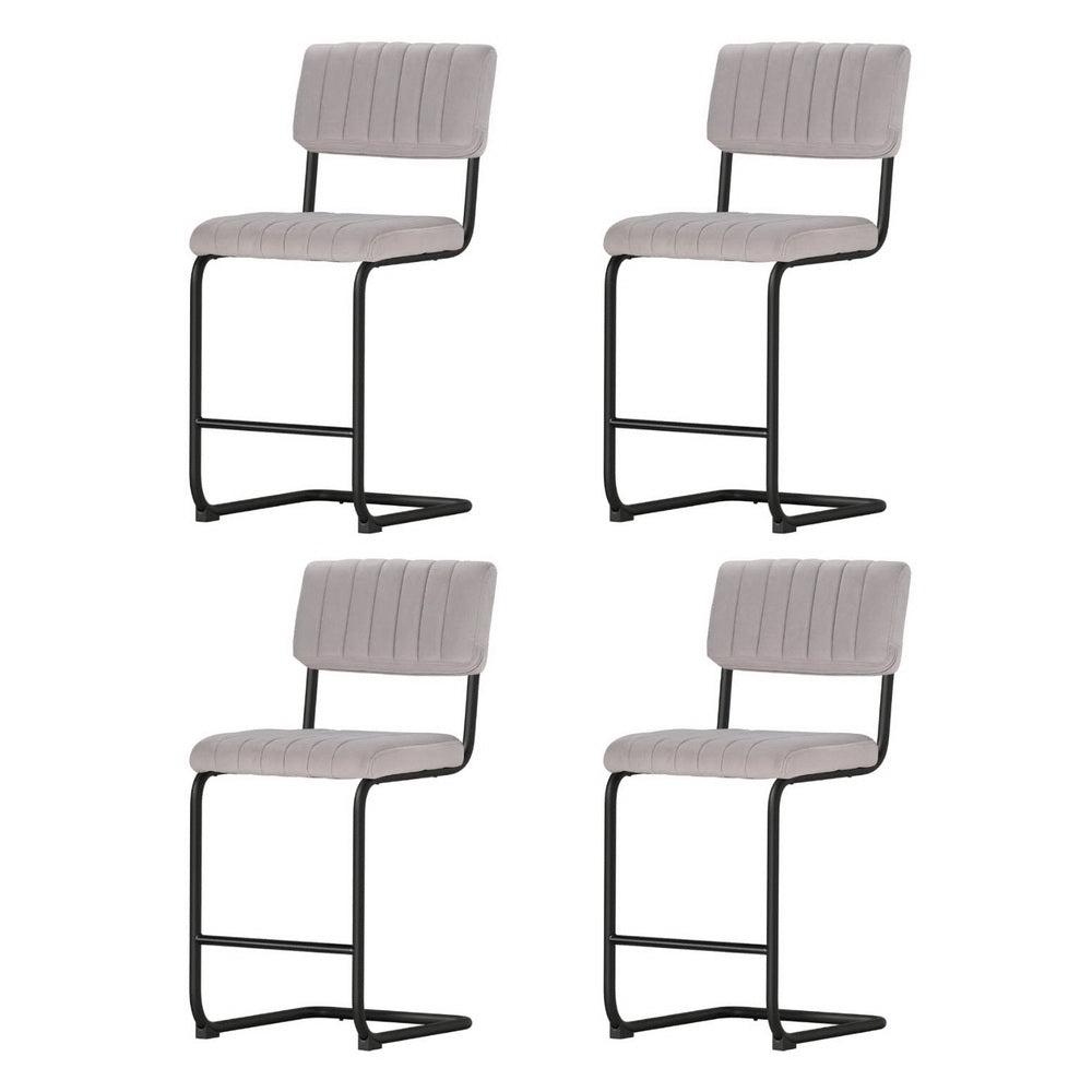 Helena (Set of 4) Retro Bar Stools 65cm - Grey - Homecoze