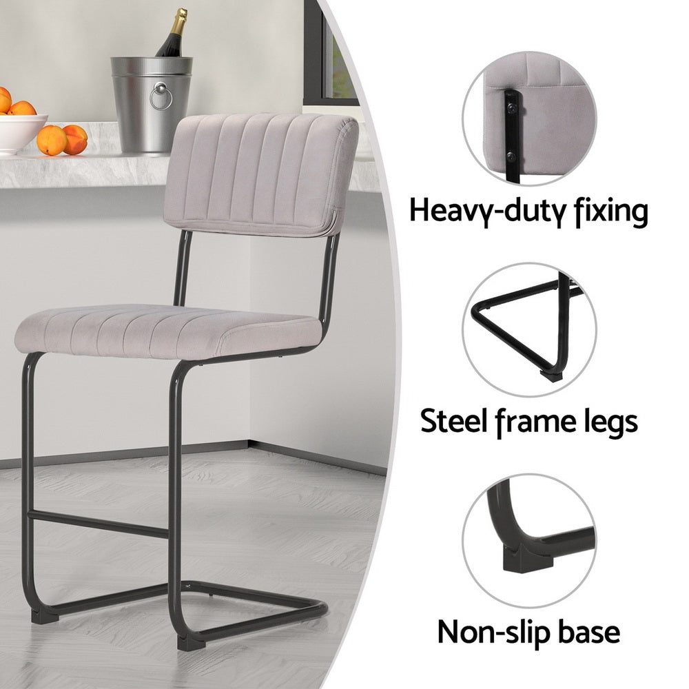 Helena (Set of 4) Retro Bar Stools 65cm - Grey - Homecoze