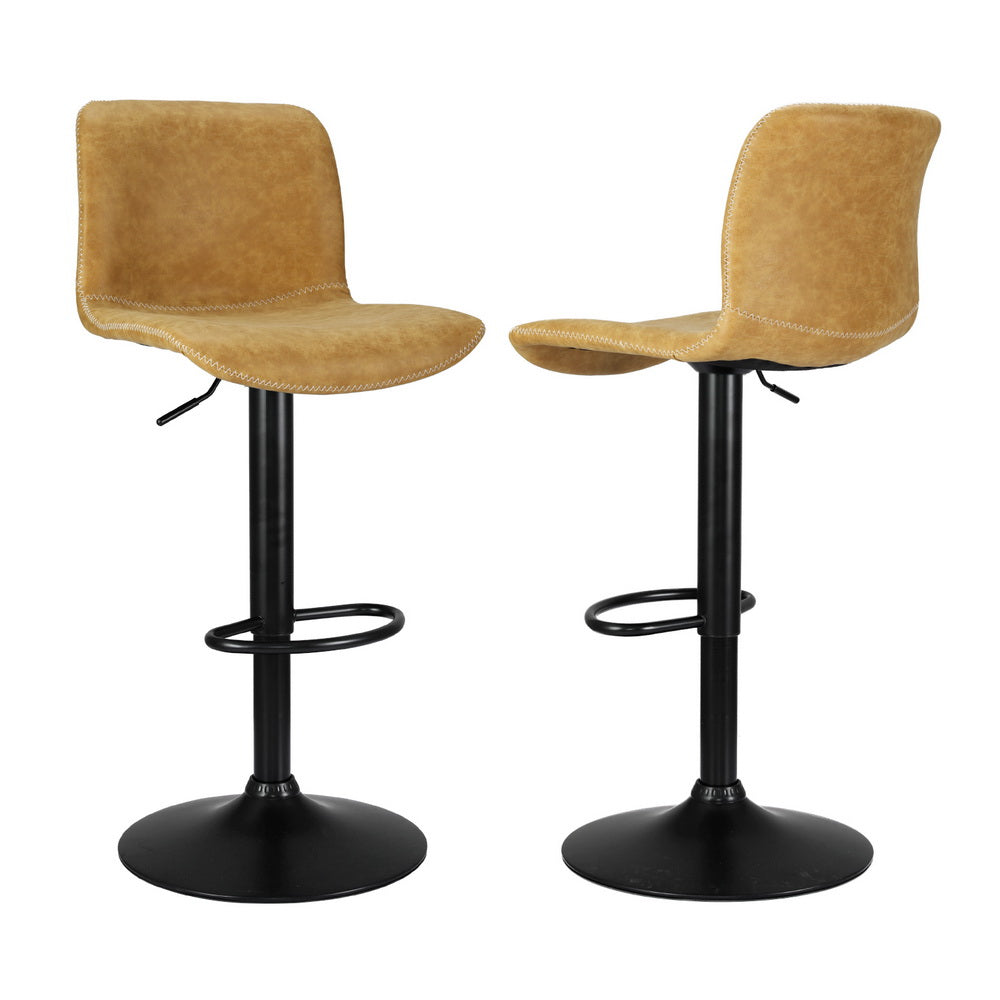 James (Set of 4) Vintage Leather Bar Stools - Tan Brown - Homecoze