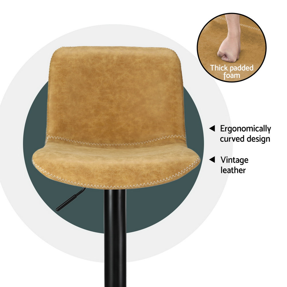 James (Set of 4) Vintage Leather Bar Stools - Tan Brown - Homecoze