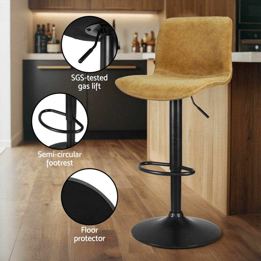James (Set of 4) Vintage Leather Bar Stools - Tan Brown - Homecoze