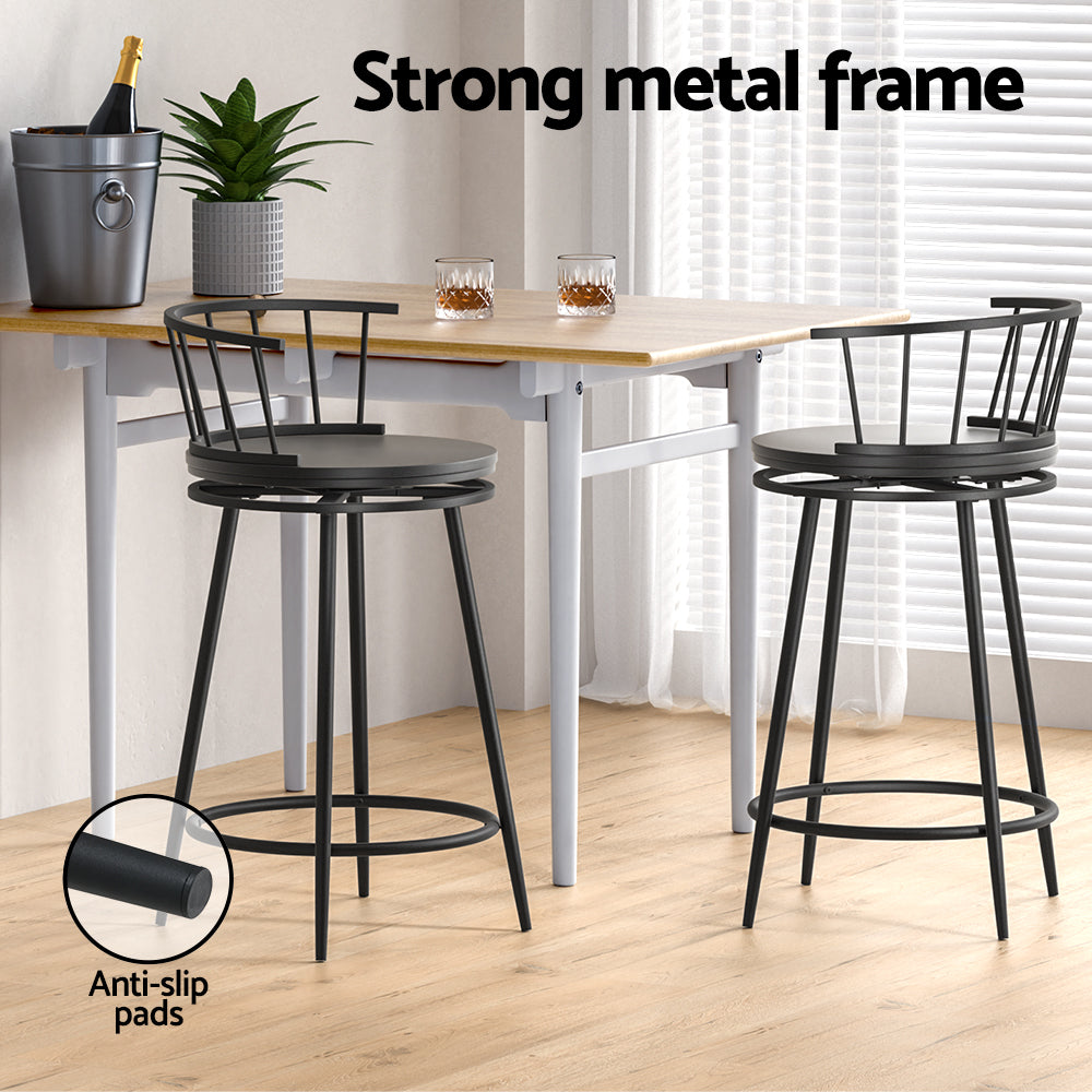 April (Set of 2) Bar Stools 70cm - Black - Homecoze